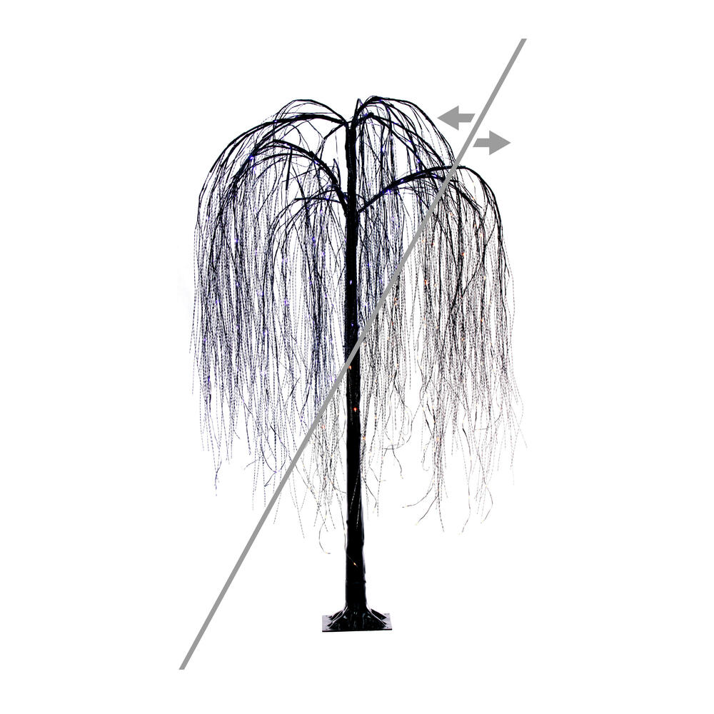 Vickerman Black Willow Twig Artificial Pre-Lit Halloween Tree, Purple and Orange LED Dot Lights. 