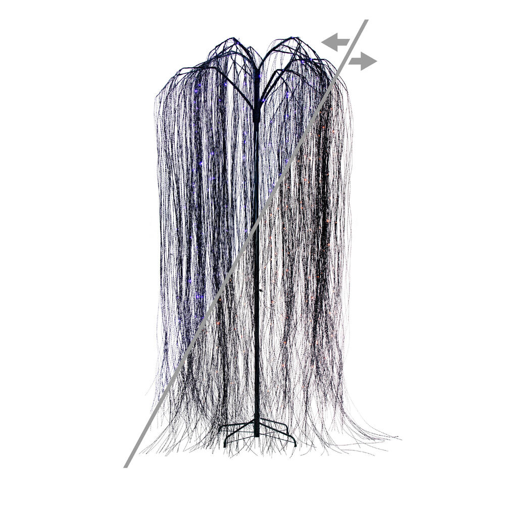 Vickerman Black Willow Twig Artificial Pre-Lit Halloween Tree, Purple and Orange LED Dot Lights. 