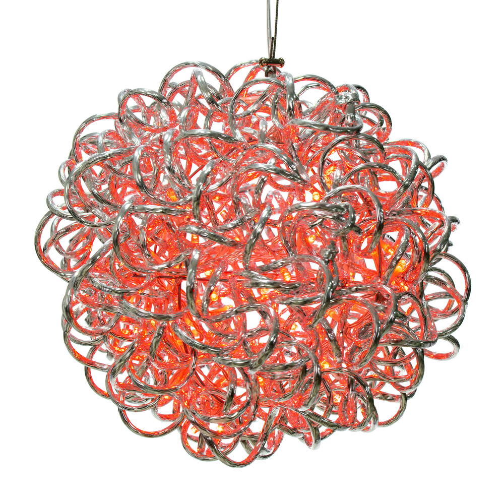 Vickerman Spiral LED Silver Aluminum Ball