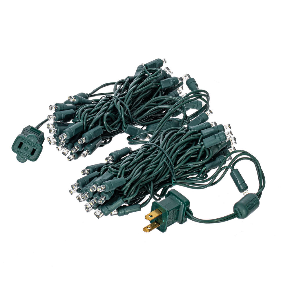 Vickerman Single Mold Wide Angle Twinkle Green Wire LED Christmas light set, Poly Bag