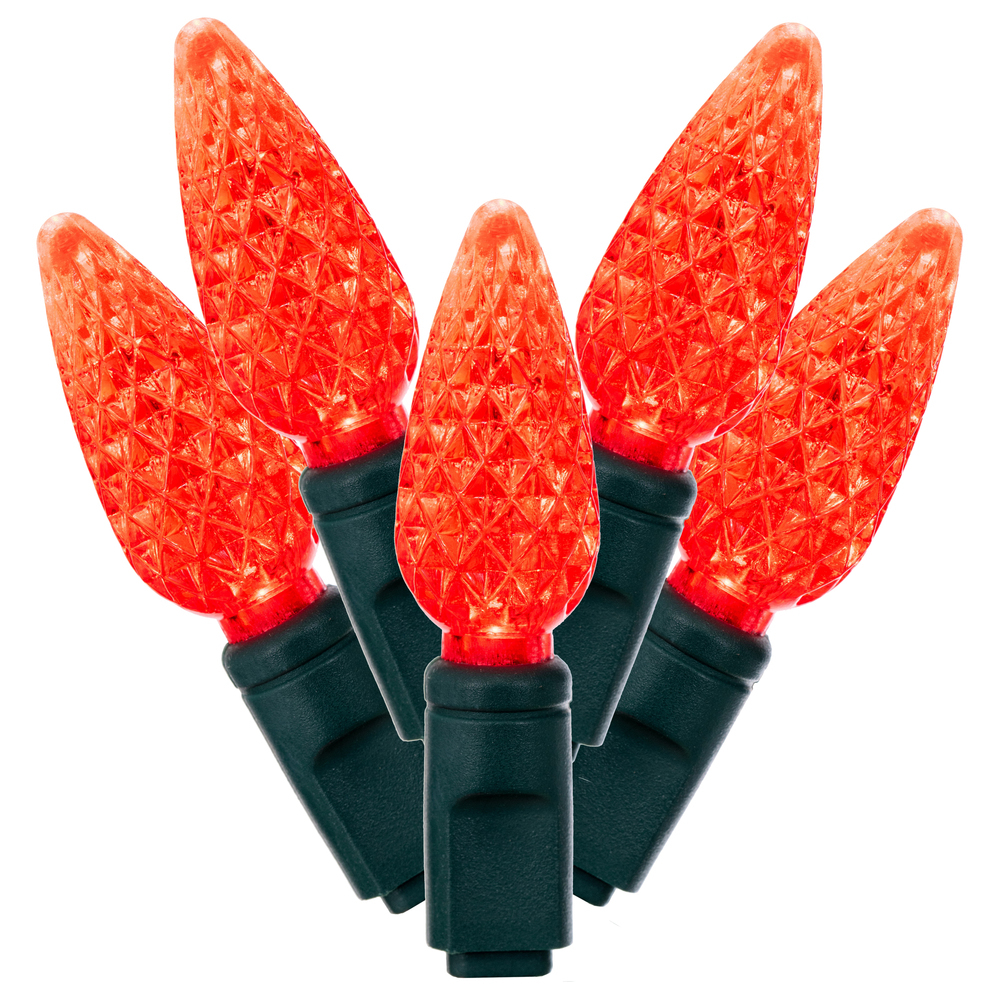Vickerman C6 LED Green Wire Single Mold Christmas Light Set