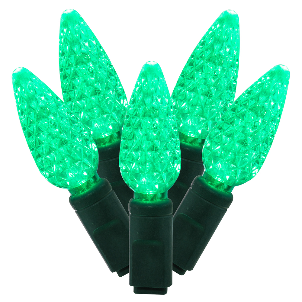 Vickerman C6 LED Green Wire Single Mold Christmas Light Set