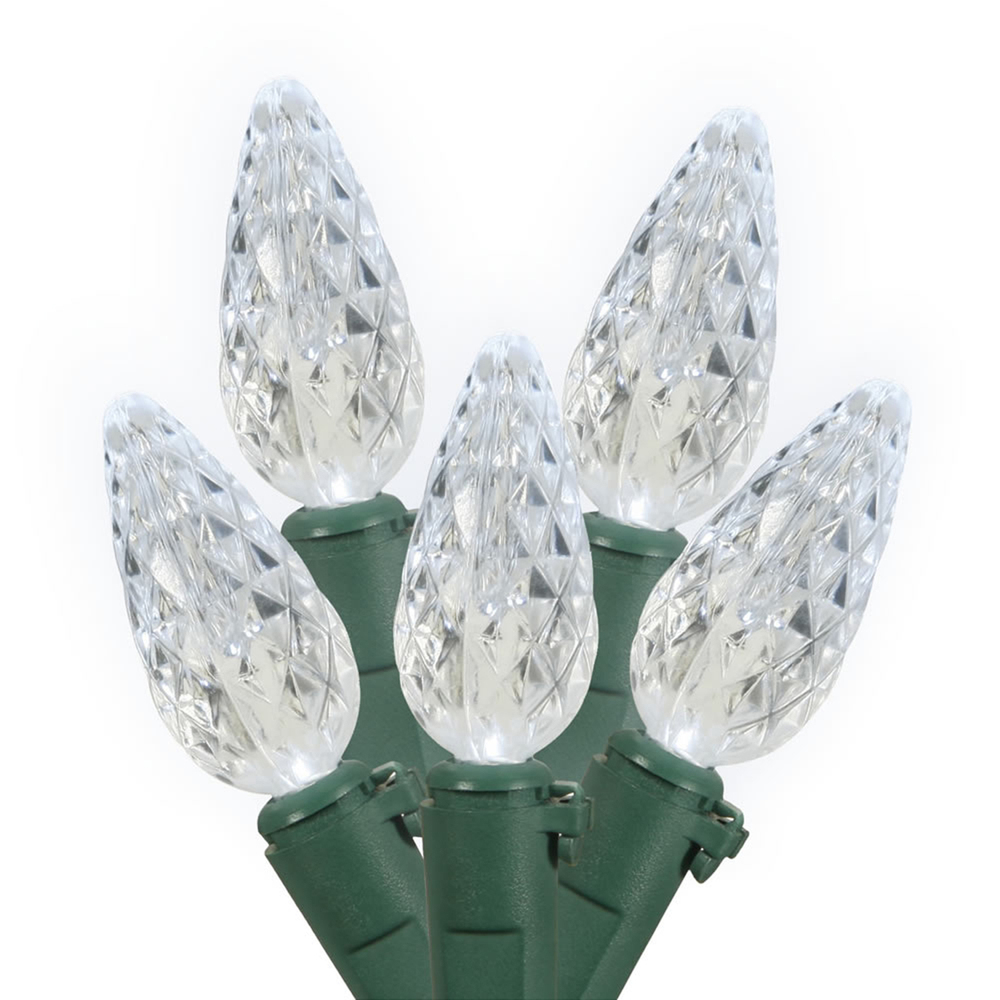 Vickerman C6 LED Green Wire Single Mold Christmas Light Set Poly Bag