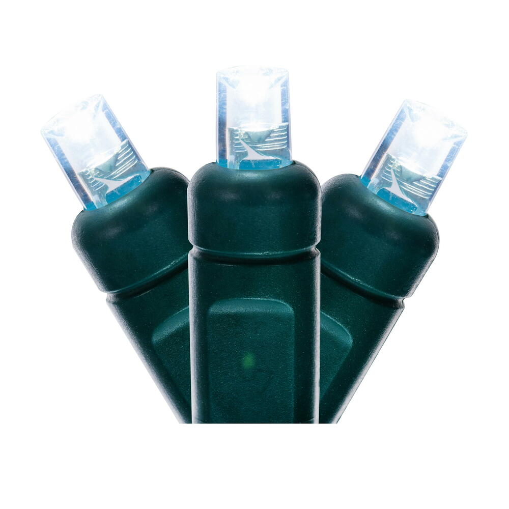 Vickerman Single Mold Wide Angle Twinkle Green Wire LED Christmas light set, Poly Bag