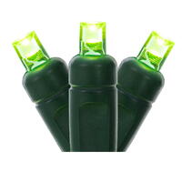 Vickerman Single Mold Wide Angle Twinkle Green Wire LED Christmas light set, Poly Bag