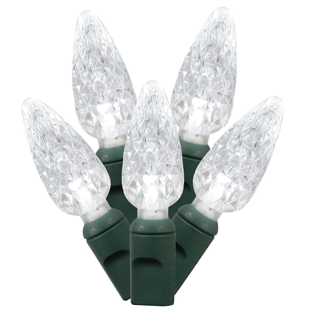 Vickerman C6 LED Green Wire Single Mold Christmas Light Set Poly Bag