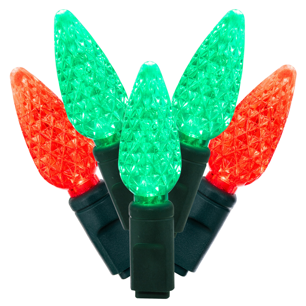 Vickerman C6 LED Green Wire Single Mold Christmas Light Set