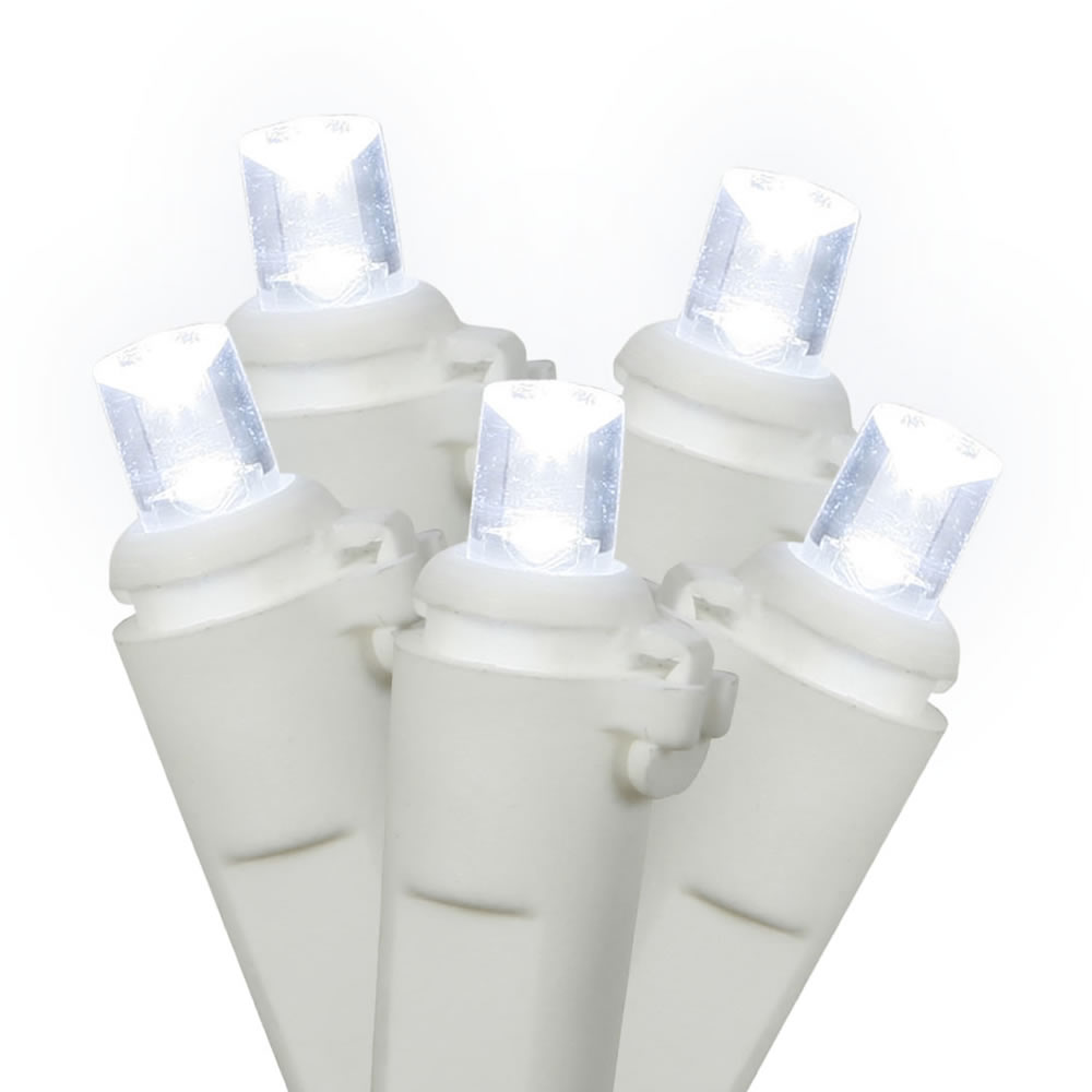 Vickerman Single Mold Wide Angle White Wire LED Christmas light set, Poly Bag