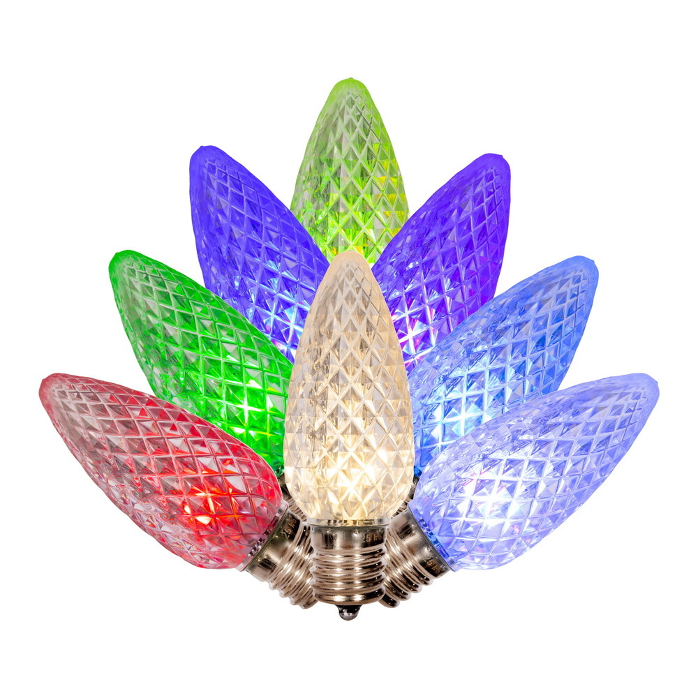 C9 Faceted LED WW-RGB Bulb 1W 25/Bag