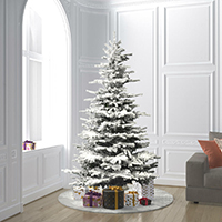 Flocked Sierra Christmas tree in room