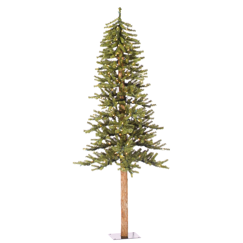 6 FT NATURAL ALPINE CHRISTMAS TREE WOOD TRUNK CLEAR LIT eBay